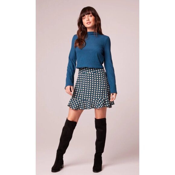 Band of the Free Colette Teal Diamond Mini Skirt Sz Medium Womens Black Deep Tea - Picture 1 of 9